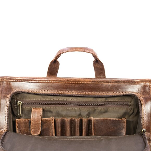 Genuine Leather Laptop Bag, Satchel Bag, Brown - Picture 12 of 16
